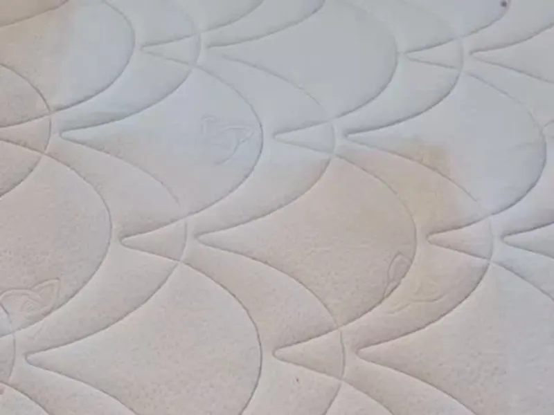 Close-up of mattress staining before cleaning